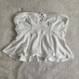Free People EUC XS White Babydoll Cropped Tube Top